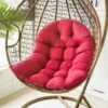 Balançoire Suspendue Panier Coussin, Hanging Egg Chair Hammock Tapis Chaise Siège Amorti Fauteuil Coussin Déhoussable Pour Patio Jardin, Grand Confort (Burgundy)Il S'agit D'un Tapis De Gondole (n'incl