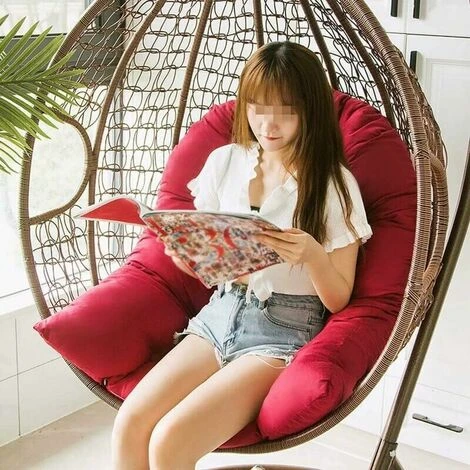 Balançoire Suspendue Panier Coussin, Hanging Egg Chair Hammock Tapis Chaise Siège Amorti Fauteuil Coussin Déhoussable Pour Patio Jardin, Grand Confort (Burgundy)Il S'agit D'un Tapis De Gondole (n'incl 4 Balançoire Suspendue Panier Coussin, Hanging Egg Chair Hammock Tapis Chaise Siège Amorti Fauteuil Coussin Déhoussable Pour Patio Jardin, Grand Confort (Burgundy)Il S'agit D'un Tapis De Gondole (n'incl – Image 2