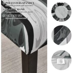 Lot De 6 Housses De Chaise De Salle à Manger, Housses De Chaise Extensibles, Housses De Protection Amovibles En Spandex Lavables (géométrie Noire, 6 Pièces) -Homcomes Boutique 96331045 4