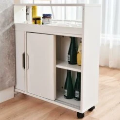Meuble De Rangement étroit à Roulettes, Peu Encombrant, Blanc -Homcomes Boutique 96516422 5