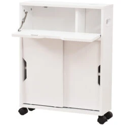 Armoire De Rangement Trolley étroite à Faible Encombrement Blanc 52x17x67 Cm