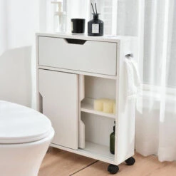 Armoire De Rangement Trolley étroite à Faible Encombrement Blanc 52x17x67 Cm -Homcomes Boutique 96516788 3