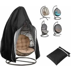 Housse De Chaise Suspendue De Patio - Housse De Chaise Cocon Swing Oeuf Avec Fermeture Éclair, Protecteur De Meubles De Jardin Robuste, Imperméable, Coupe-Vent, Durable, 190x115cm