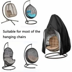 Housse De Chaise Suspendue De Patio - Housse De Chaise Cocon Swing Oeuf Avec Fermeture Éclair, Protecteur De Meubles De Jardin Robuste, Imperméable, Coupe-Vent, Durable, 190x115cm -Homcomes Boutique 96641360 5