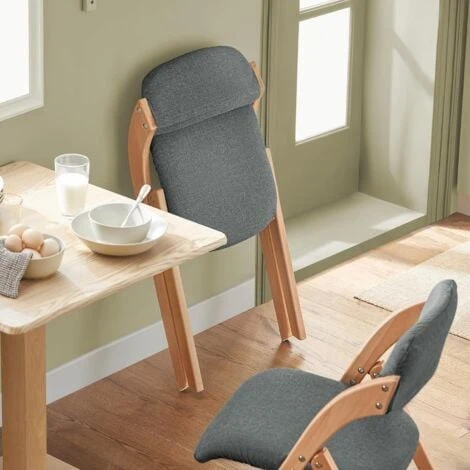 SoBuy FST92-SG Chaise Pliante En Bois Avec Assise Et Dossier Rembourrés Fauteuil Chaise Pour Cuisine, Bureau 7 SoBuy FST92-SG Chaise Pliante En Bois Avec Assise Et Dossier Rembourrés Fauteuil Chaise Pour Cuisine, Bureau – Image 5