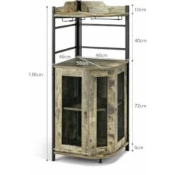 COSTWAY Buffet Cuisine Industriel, Armoire Cuisine Avec Étagère D’Angle Réglable Et Placard à Porte En Maille Métallique, Porte-Verres, Kit Anti-basculement Inclu, 48x48x130 CM -Homcomes Boutique 97374218 5