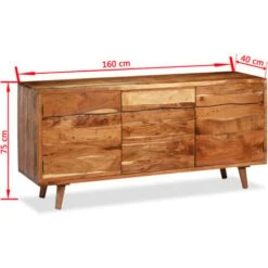 Buffet Bois Massif Avec Portes Sculptées 160 X 40 X 75 Cm VidaXL -Homcomes Boutique 9740947 3