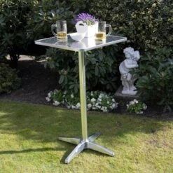 Table De Bar Bistrot Carrée Pliante En Aluminium 60x60x110cm Table De Pub -Homcomes Boutique 97683455 3