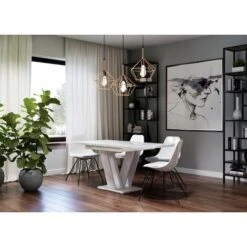 TABLE A MANGER EXTENSIBLE MASSI - BLANC LAQUE 120-160 CM -Homcomes Boutique 97820294 3